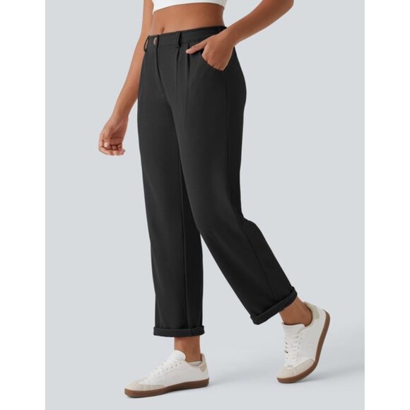 Halara Mid Rise Zipper Pocket Waffle Casual Pants Sz XL Womens Black - Picture 1 of 12